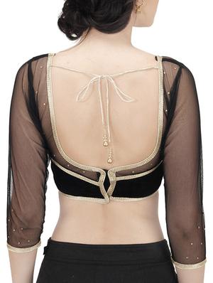 black solid stitched blouse - 14137602 - Standard Image - 3