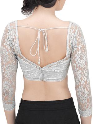silver woven stitched blouse - 14137608 - Standard Image - 3