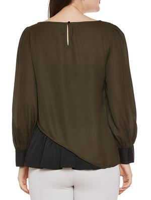 contrast paneled ruffled top - 14137754 - Standard Image - 3