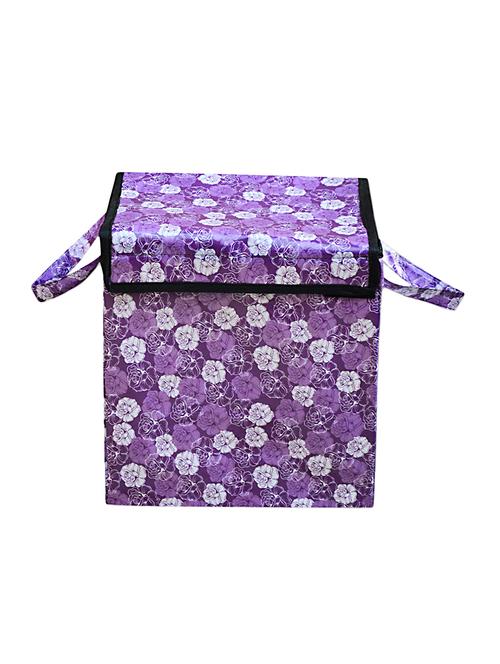 purple floral foldable laundry basket - 14140746 - Very Small Image - 1