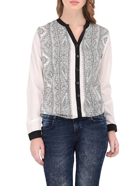 white printed casual shirt