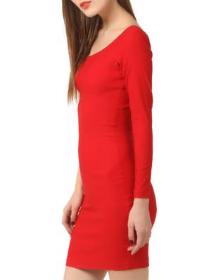 solid red single shoulder dress - 14148558 - Standard Image - 3