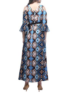 blue colored poly crepe gown - 14151050 - Standard Image - 3
