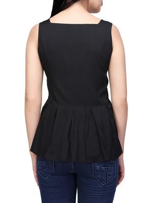 black crepe peplum top - 14151063 - Standard Image - 3