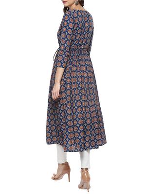 blue cotton flared kurta - 14153255 - Standard Image - 3
