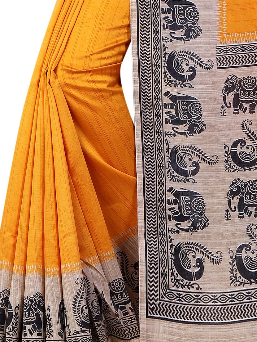 yellow silk bhagalpuri saree with blouse - 14154443 - Zoom Image - 3