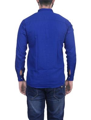 blue cotton casual shirt - 14155990 - Standard Image - 3