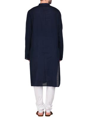 navy blue cotton kurta payjama set - 14164083 - Standard Image - 3