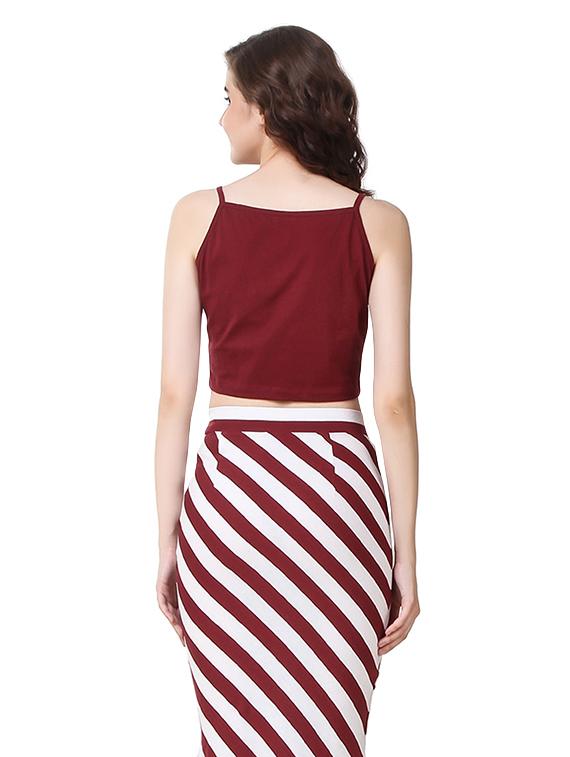 maroon cotton crop top - 14170900 - Zoom Image - 3