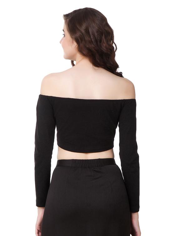 black cotton crop top - 14170901 - Zoom Image - 3