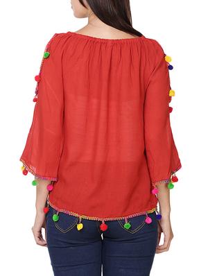 red rayon regular top - 14174795 - Standard Image - 3
