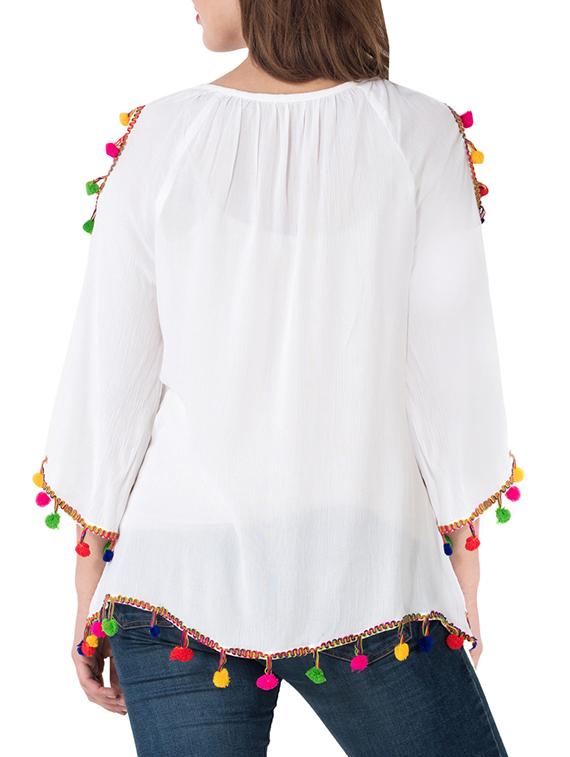 solid white rayon top - 14175543 - Zoom Image - 3