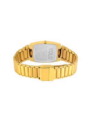 yolo men'z golden rectangular dial with golden metal strap wrist watch - 14180482 - Standard Image - 3