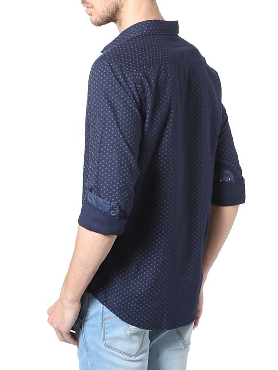 navy blue cotton casual shirt - 14188702 - Zoom Image - 3