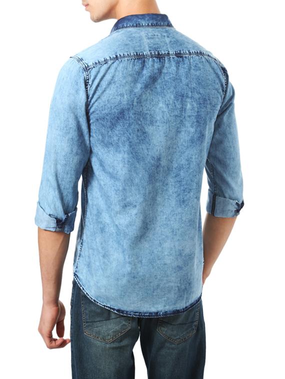 blue cotton casual shirt - 14188704 - Zoom Image - 3