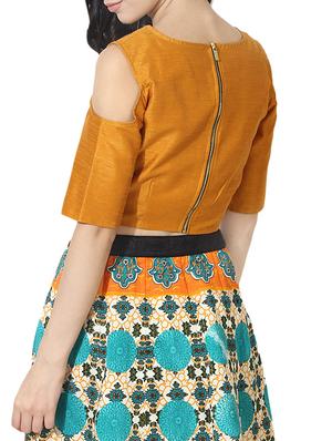 yellow silk blend solid stitched blouse - 14189766 - Standard Image - 3
