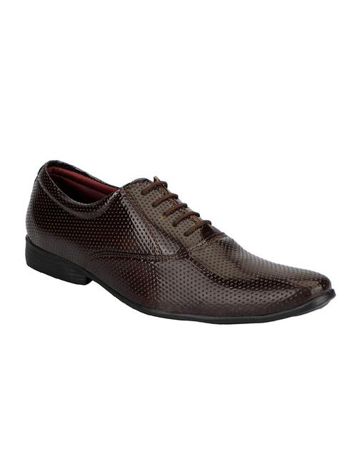 brown leatherette lace-up oxford - 14190611 - Standard Image - 1