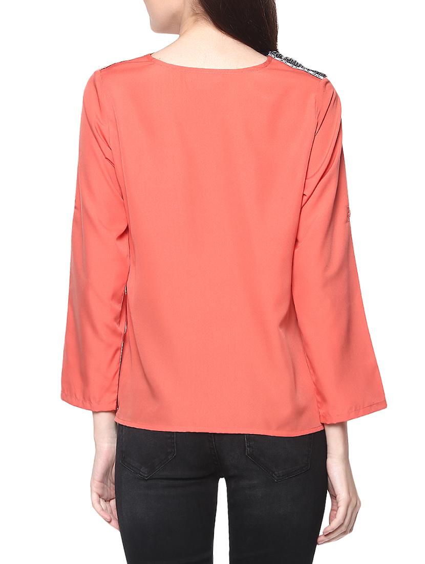 peach poly crepe top - 14191105 - Zoom Image - 3
