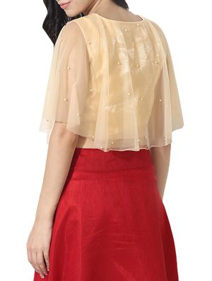 beige silk blend embellished stitched blouse - 14191826 - Standard Image - 3