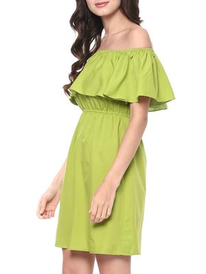 green crepe off shoulder dress - 14192188 - Standard Image - 3