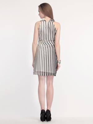 Striped inverted collar dress - 14194086 - Standard Image - 3