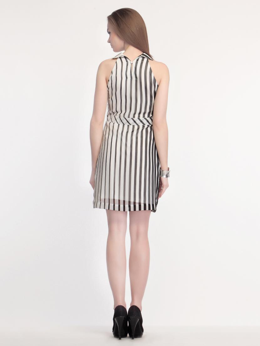 Striped inverted collar dress - 14194086 - Zoom Image - 3