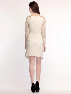 cream lace asymmetric dress - 14194099 - Standard Image - 3