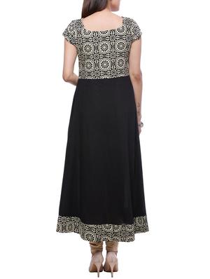 black cotton flared kurta - 14194132 - Standard Image - 3