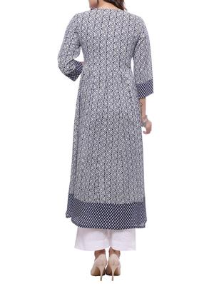 indigo cotton kurta - 14194138 - Standard Image - 3