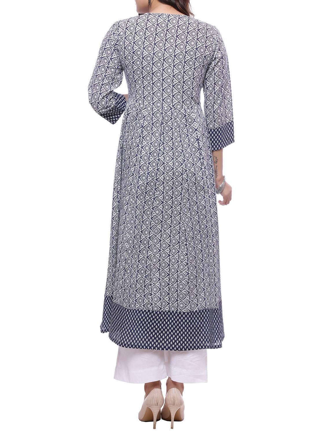 indigo cotton kurta - 14194138 - Zoom Image - 3