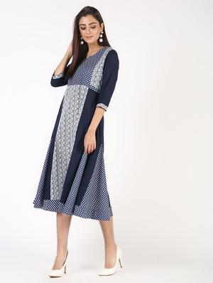 indigo flared kurta - 14194139 - Standard Image - 3