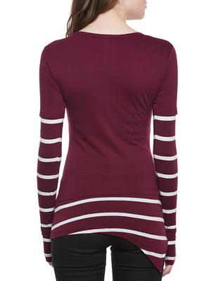 maroon cotton casual tee - 14195600 - Standard Image - 3