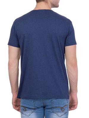 navy blue cotton chest print t-shirt - 14205495 - Standard Image - 3