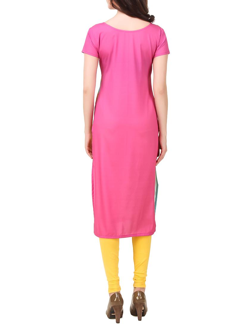 pink crepe straight kurta - 14205579 - Zoom Image - 3