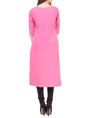 pink crepe straight kurta - 14205580 - Standard Image - 3