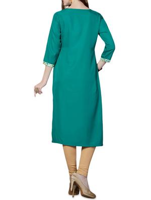 green crepe straight kurta - 14205582 - Standard Image - 3