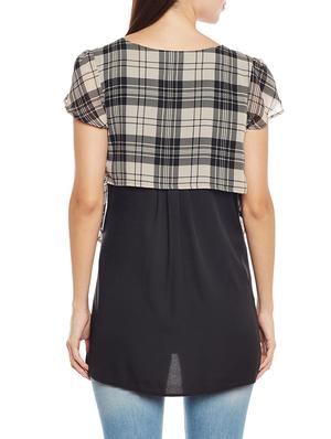 black georgette checkered tunic - 14206344 - Standard Image - 3