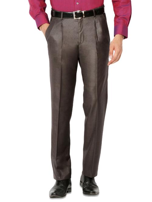 brown polyester blend pleated trouser - 14206603 - Standard Image - 1