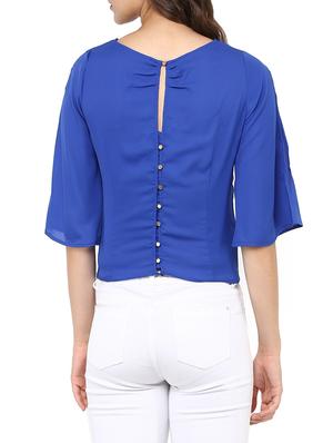 solid blue regular top - 14212485 - Standard Image - 3
