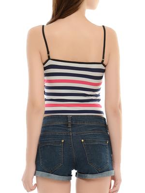 multicolored striped nylon crop top - 14214497 - Standard Image - 3