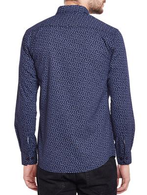navy blue cotton blend casual shirt - 14215331 - Standard Image - 3