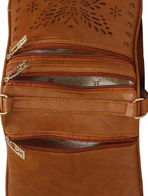 brown leatherette regular sling bag - 14218906 - Standard Image - 3