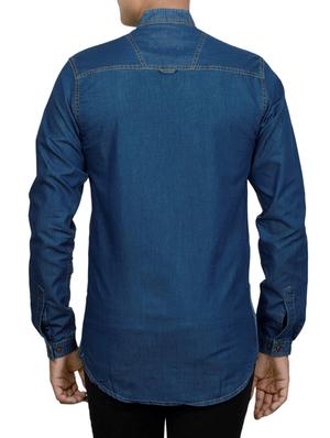 dark blue denim casual shirt - 14219052 - Standard Image - 3