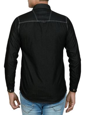 black denim casual shirt - 14219054 - Standard Image - 3
