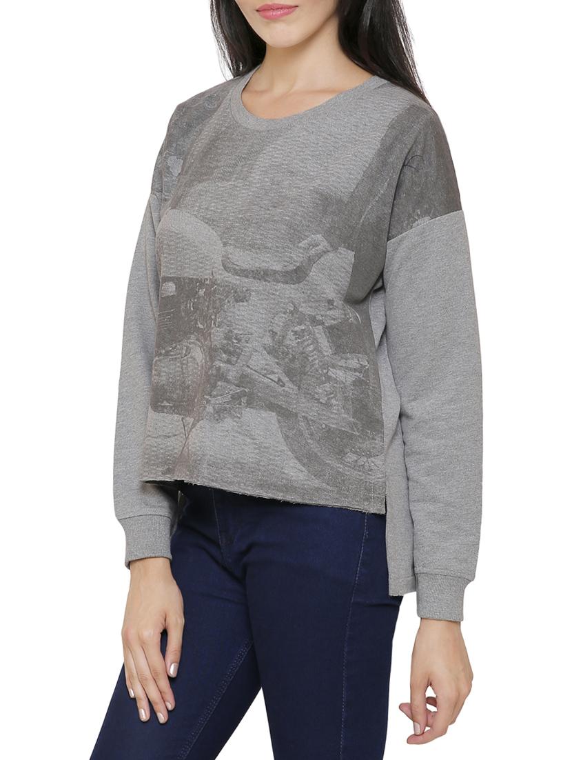 grey cotton high low sweatshirt - 14221218 - Zoom Image - 3
