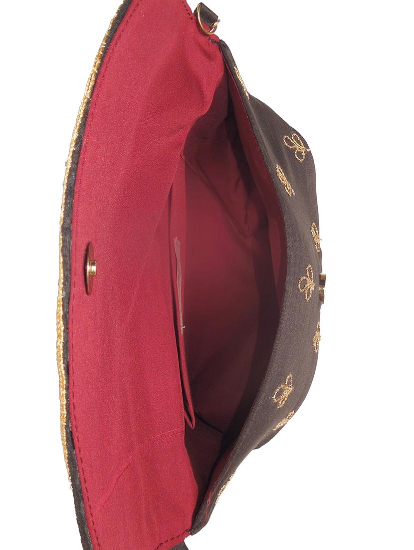 black faux silk ethnic clutch - 14222482 - Zoom Image - 3