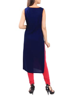 blue rayon straight kurta - 14224110 - Standard Image - 3