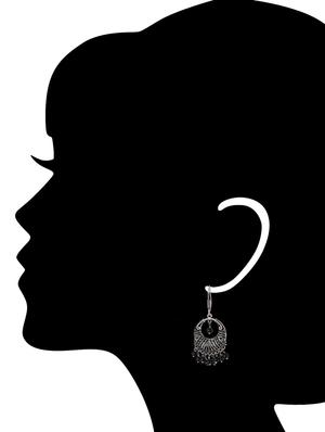 black metal drop earrings - 14224501 - Standard Image - 3
