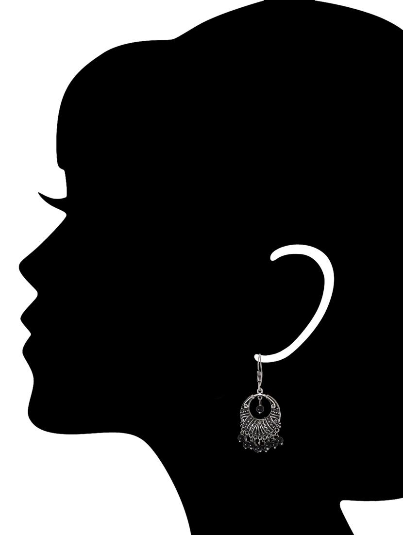 black metal drop earrings - 14224501 - Zoom Image - 3