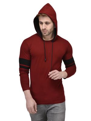 maroon cotton color block t-shirt - 14225121 - Standard Image - 3
